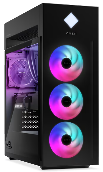 HP OMEN 45L Gaming Desktop GT22-3000t Intel Core Ultra 9 285K, 64GB Fury DDR5 RAM, 1TB SSD, NVIDIA GeForce RTX 5090 32GB, RGB Liquid Cooler, Front Bezel Black Glass, Windows 11, Black